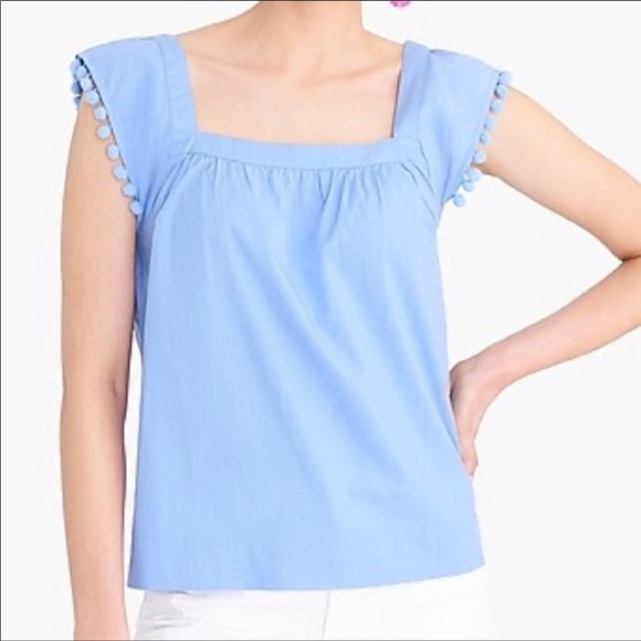 J. Crew Tops - 🔥3 for $10 J.Crew Blue Pom Sleeveless Top Size 8